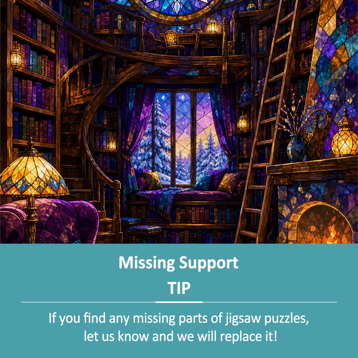 Whispering Winter Cabin Library Portrait Puzzle - puzzle product view