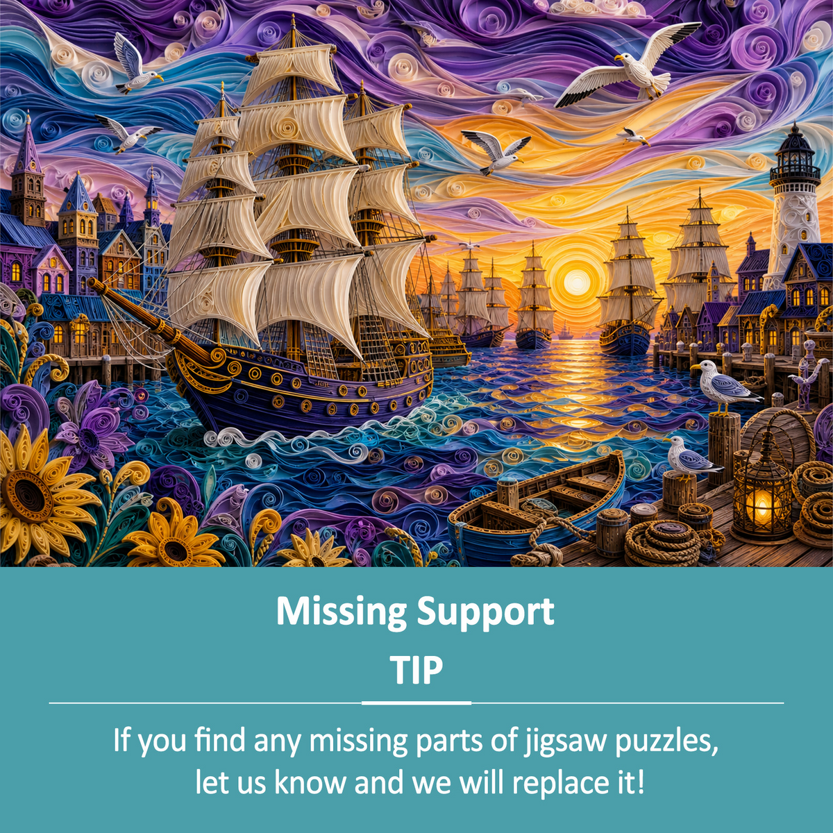 Whispering Harbor of Tall Ships Landscape Puzzle - puzzle product view