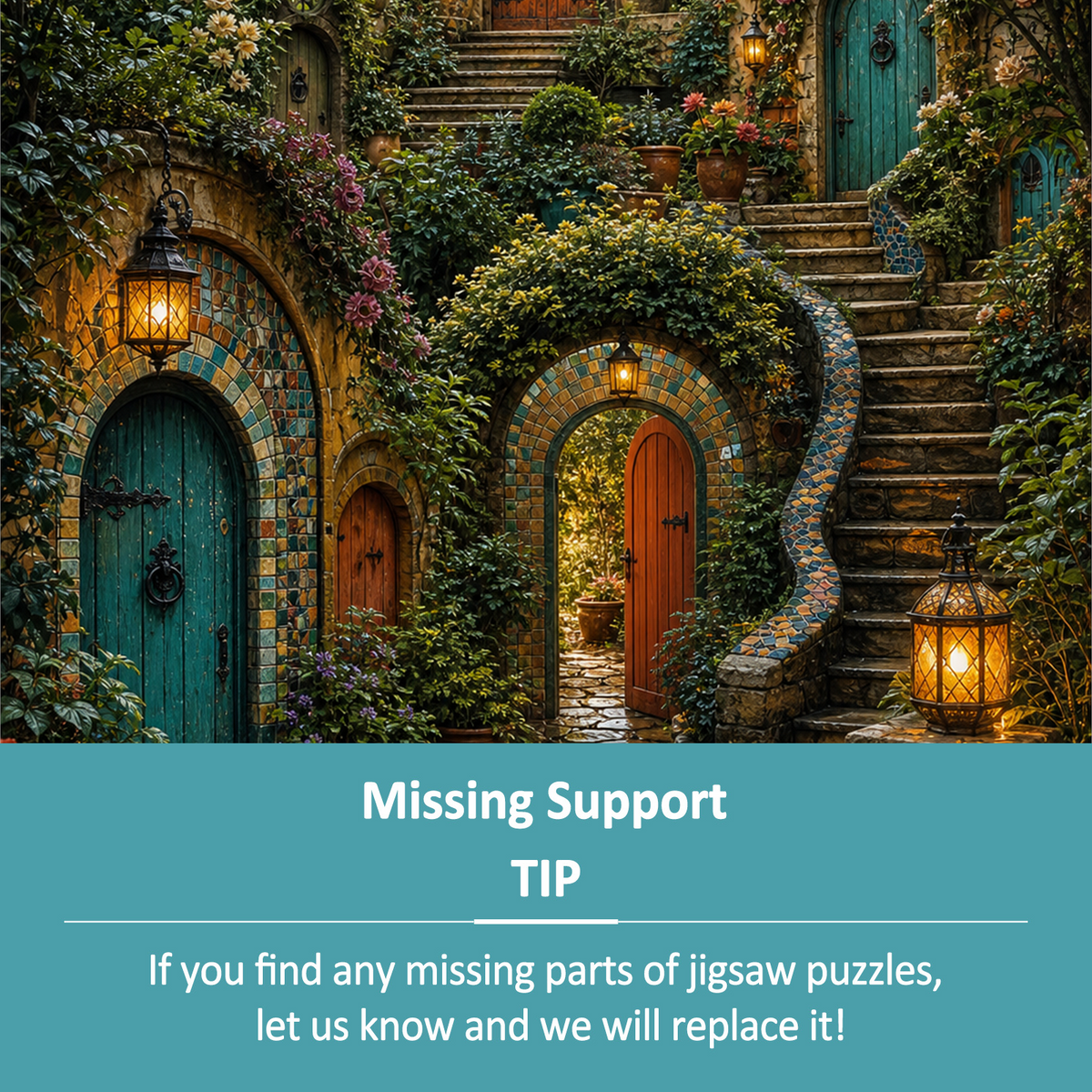 Rainwashed Secret Garden Doors Portrait Puzzle - puzzle product view