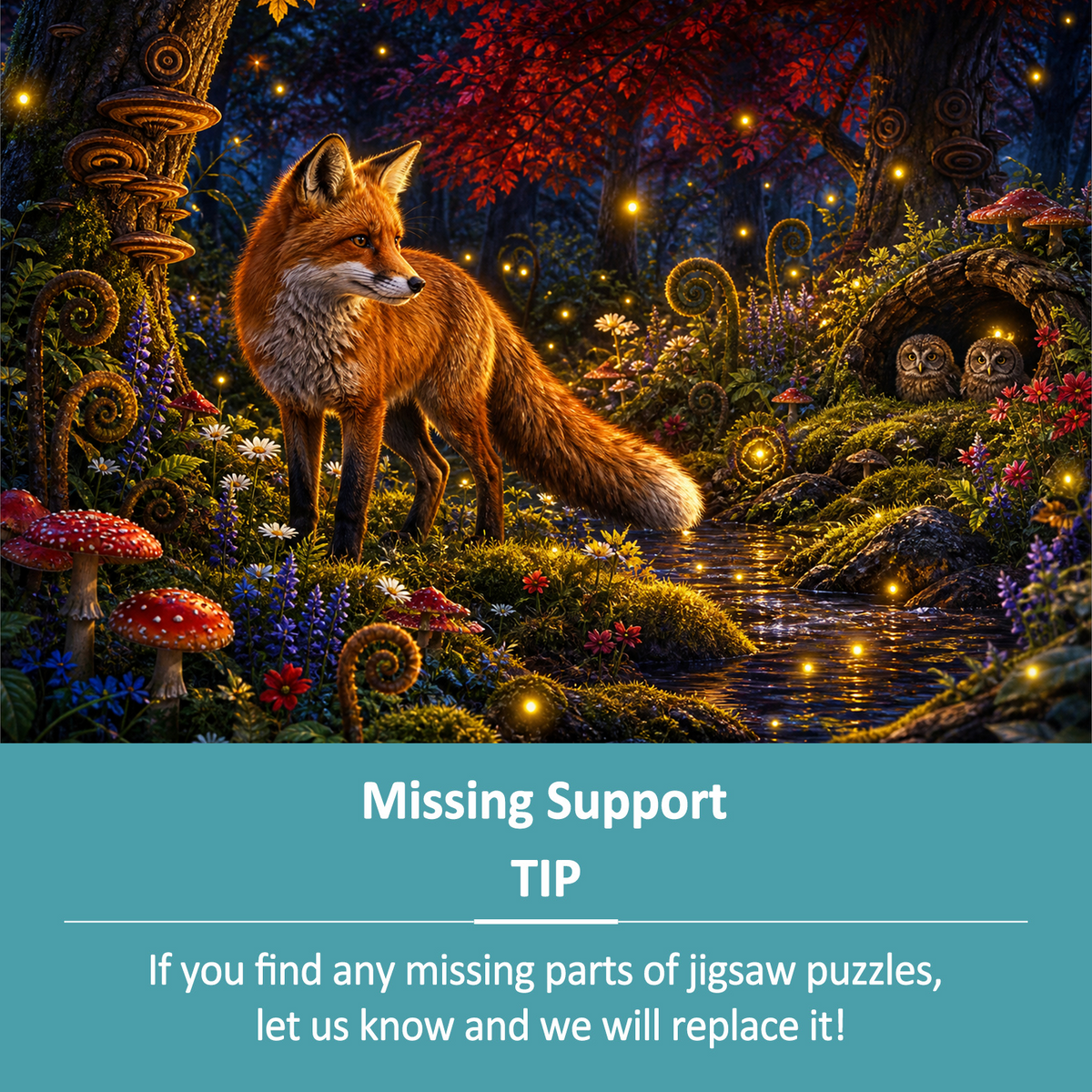 Silver Fox and Firefly Grove Landscape Puzzle - puzzle product view
