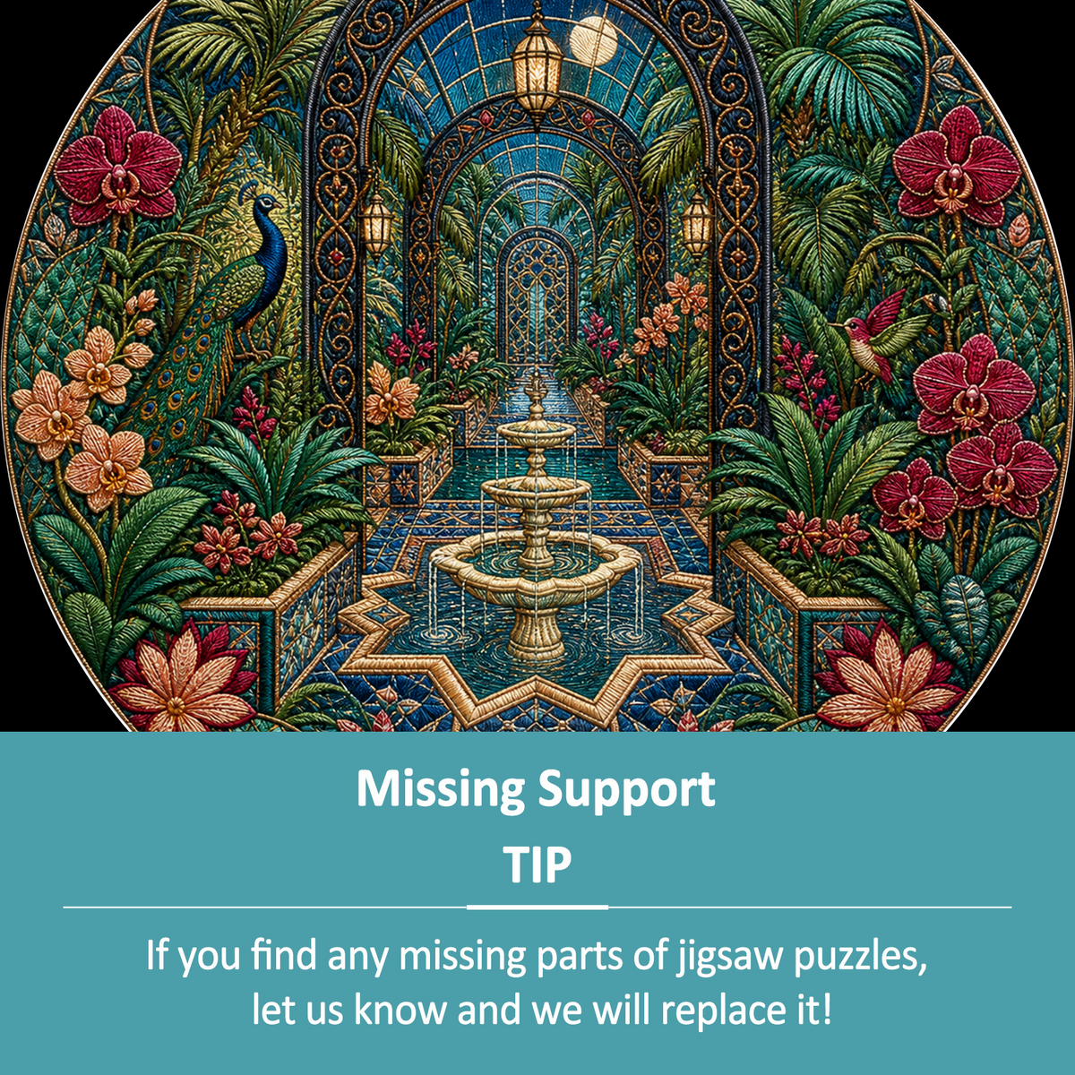 Moonlit Botanical Greenhouse Maze Round Puzzle - puzzle product view