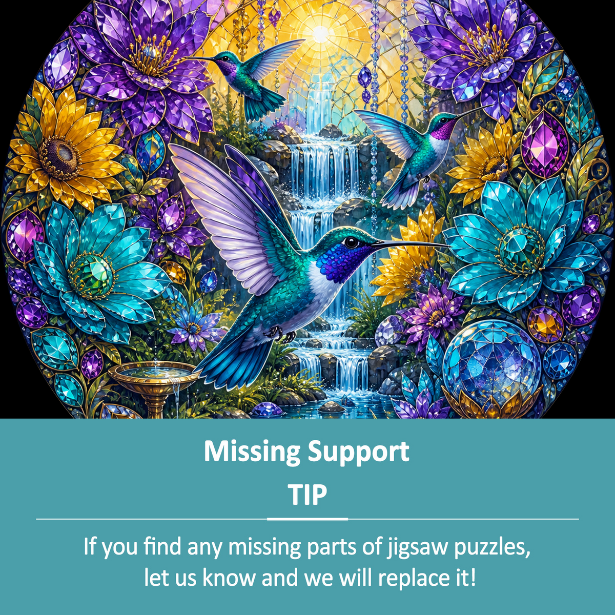Honeyed Hummingbird Jewel Garden Round Puzzle - puzzle product view
