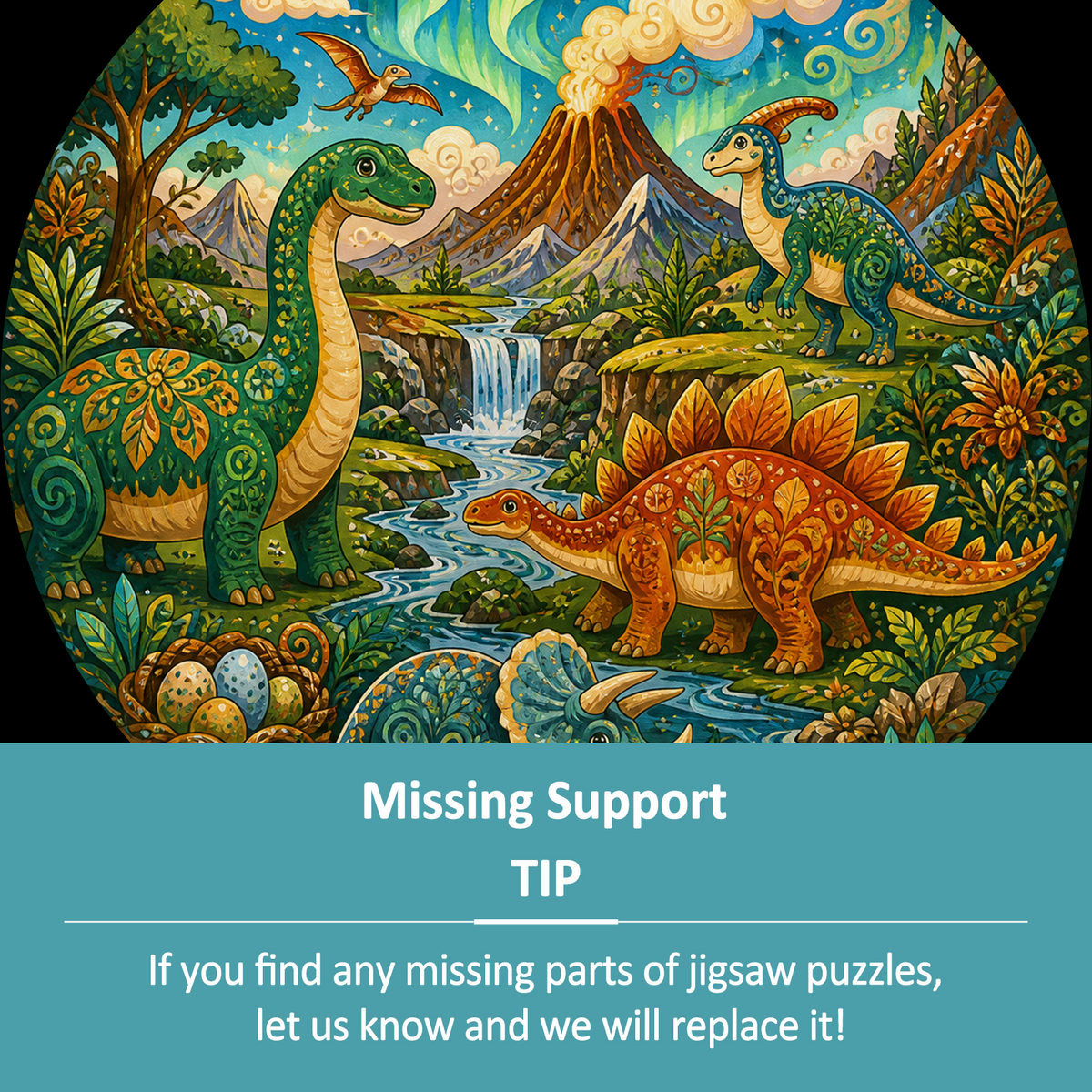 Aurora Friendly Dinosaur Valley Round Puzzle - puzzle product view