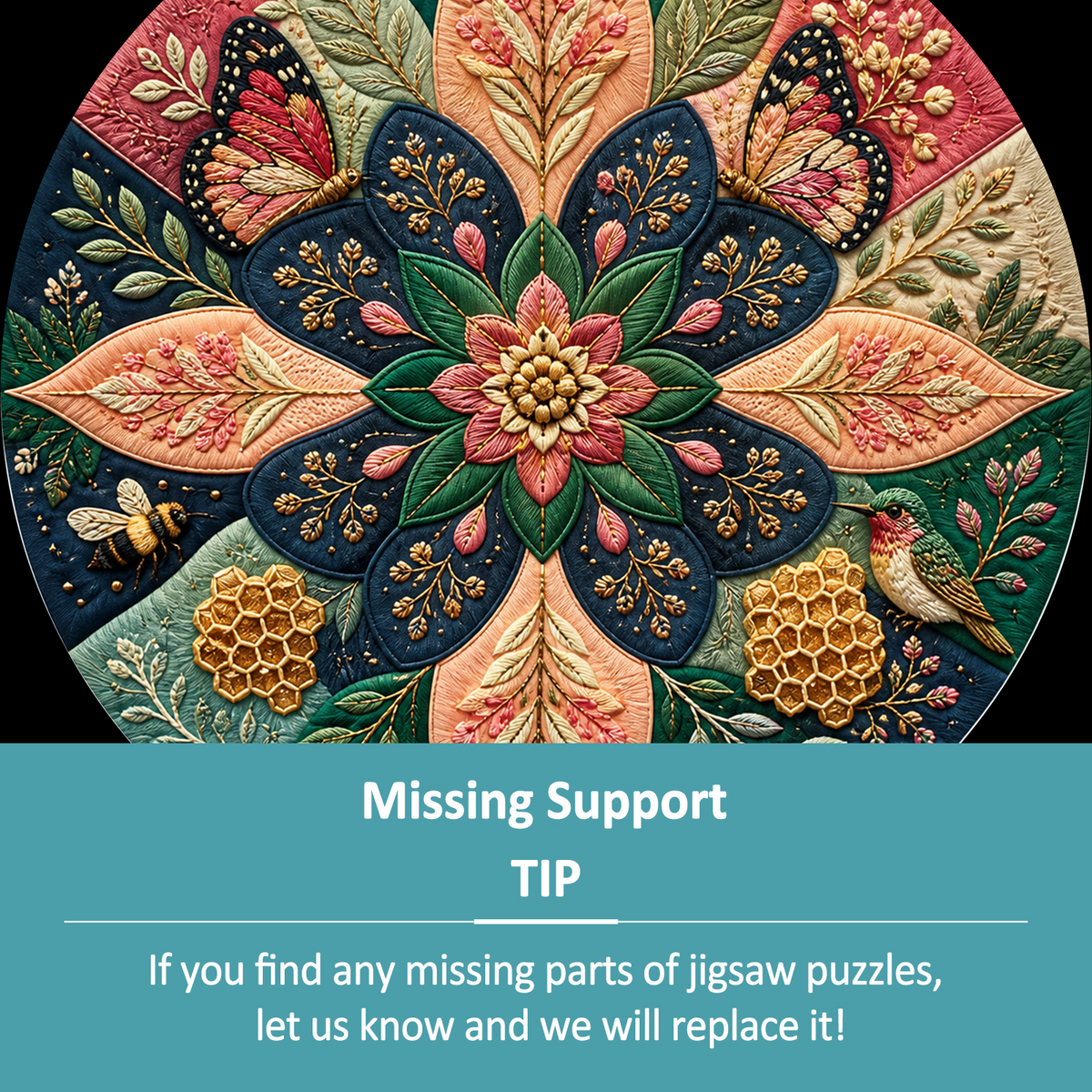 Honeyed Botanical Kaleidoscope Round Puzzle - puzzle product view