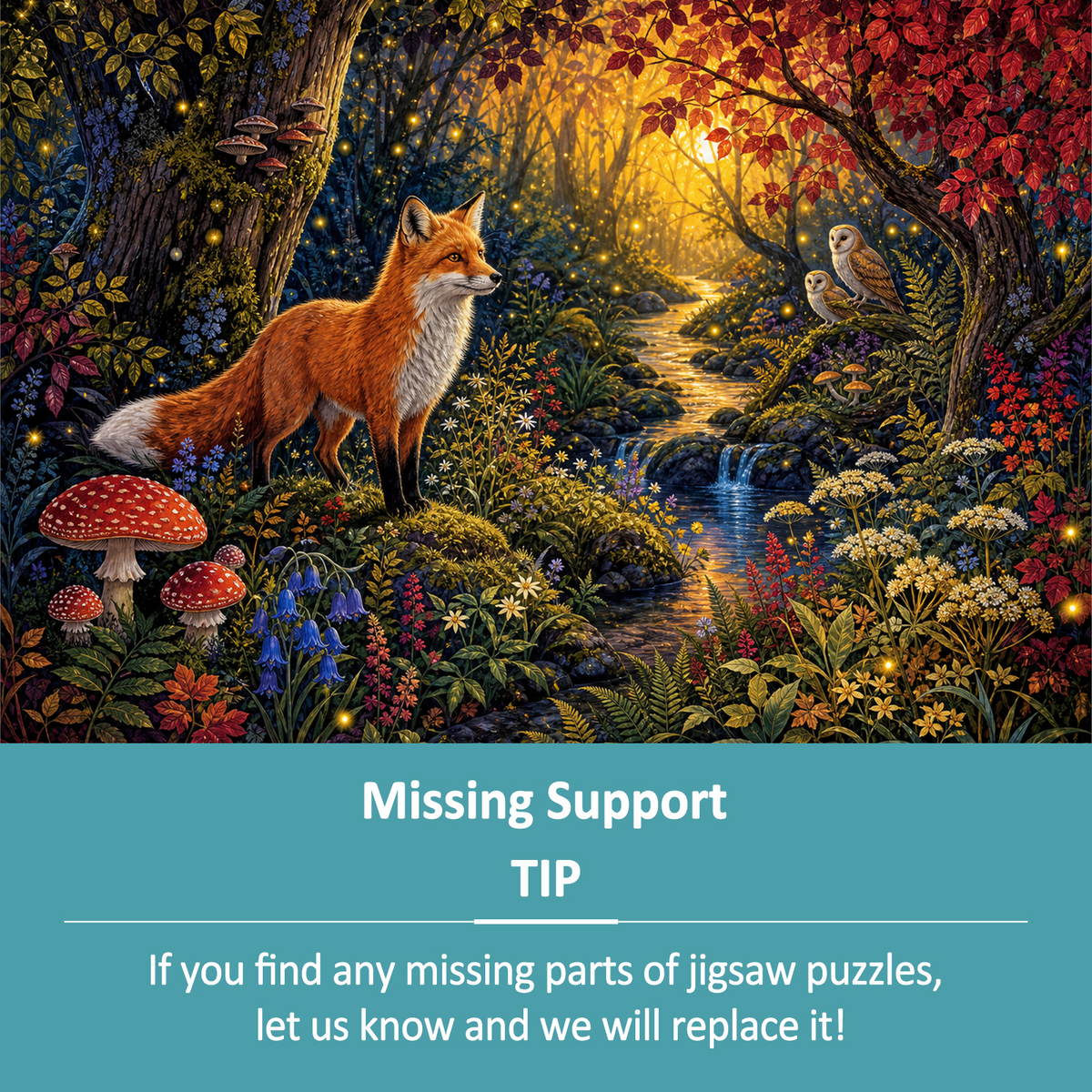 Sunlit Fox and Firefly Grove Landscape Puzzle - puzzle product view