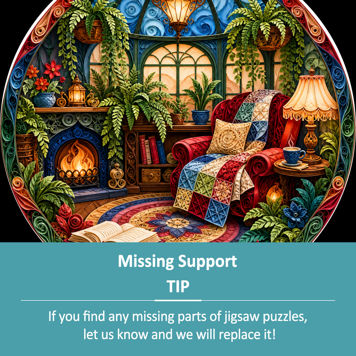 Honeyed Reading Nook Conservatory Round Puzzle - puzzle product view