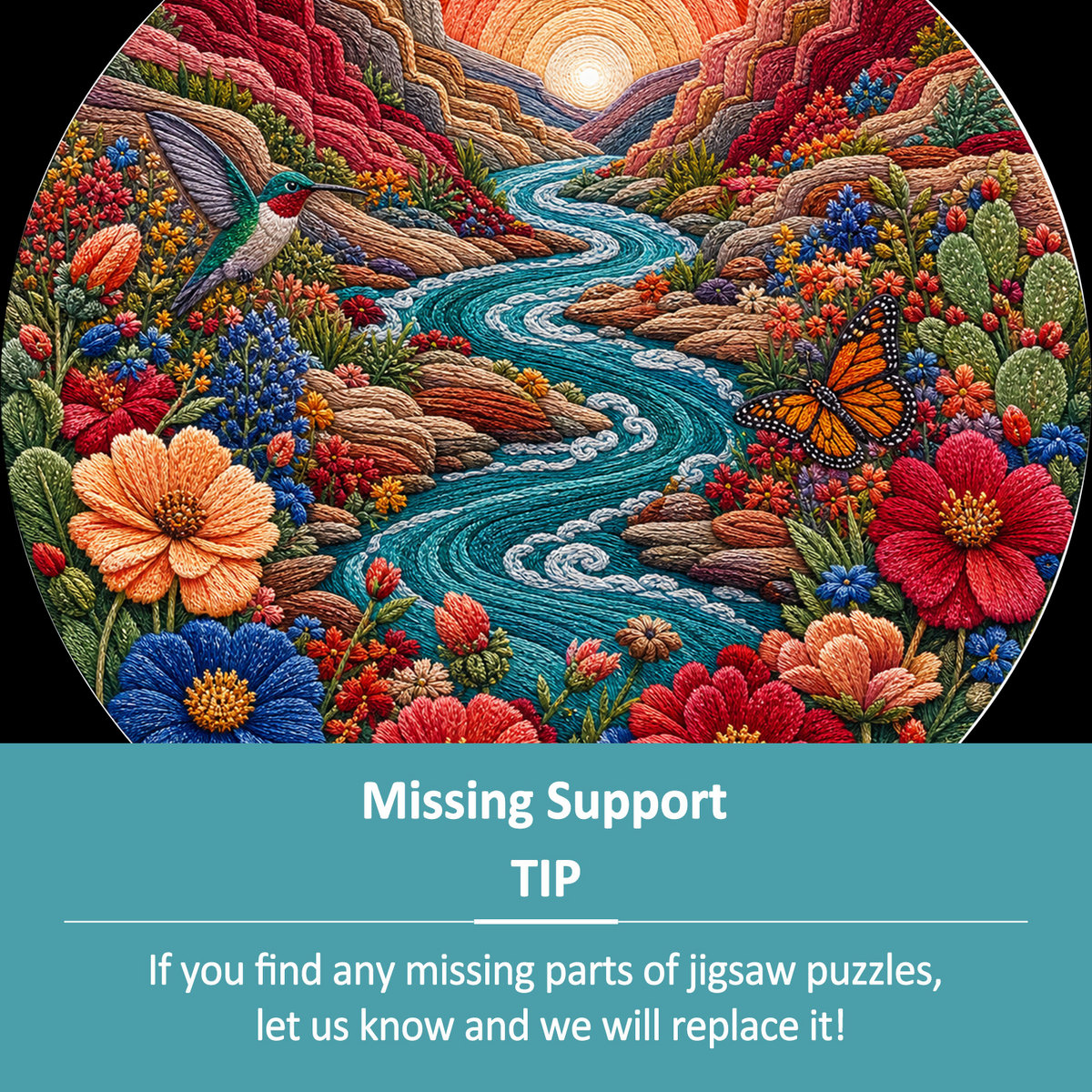 Dancing Wildflower Canyon River Round Puzzle - puzzle product view