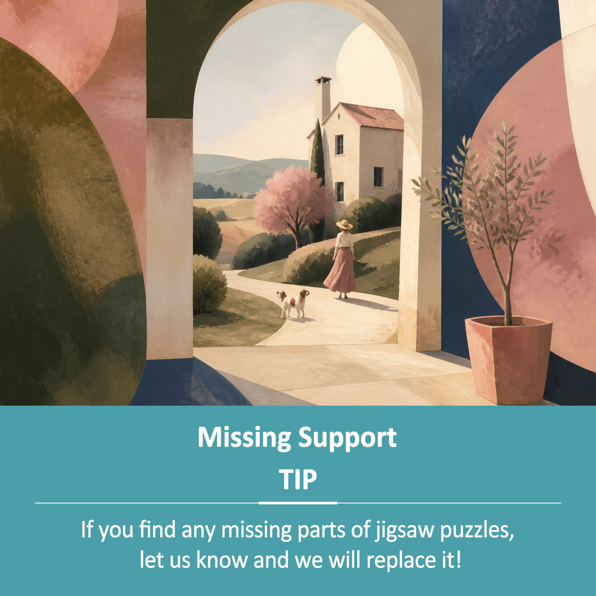 Golden Hour Whimsical Neighborhood Geometric Abstract Landscape Puzzle - puzzle product view