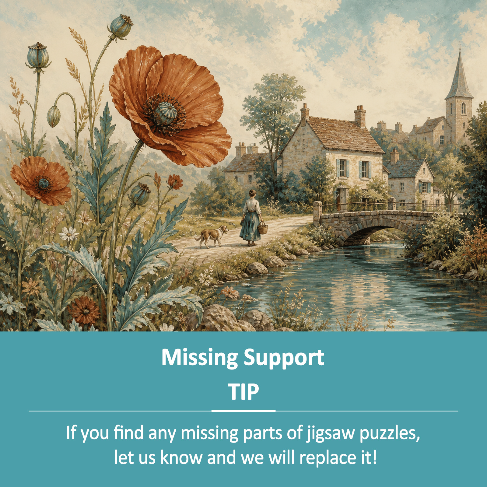 Luminous Folk Art Village Art Nouveau Decorative Landscape Puzzle - puzzle product view