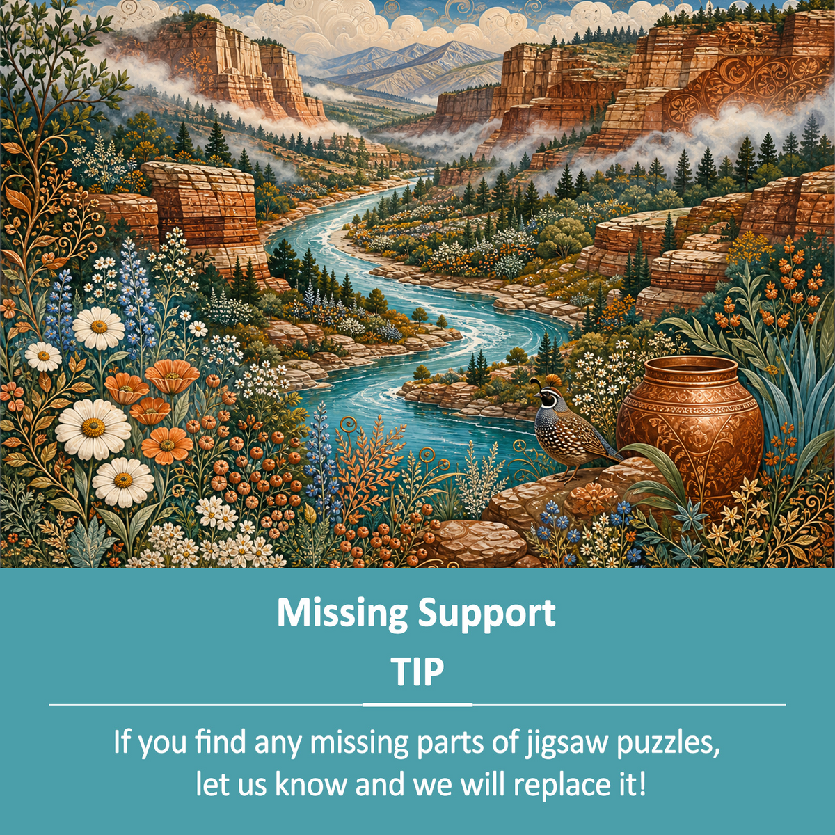 Misty Wildflower Canyon River Landscape Puzzle - puzzle product view