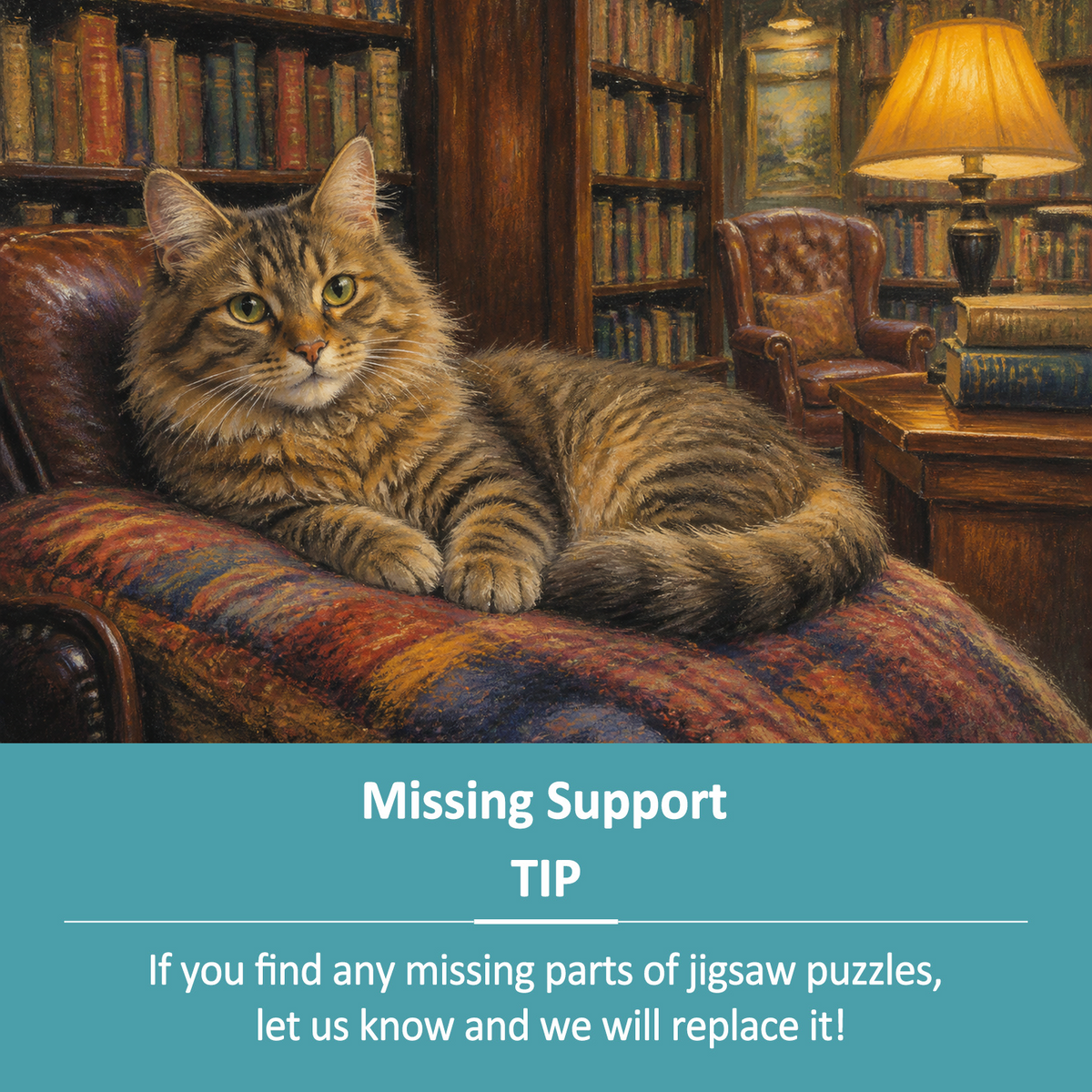 Luminous Library Cat Landscape Puzzle - puzzle product view