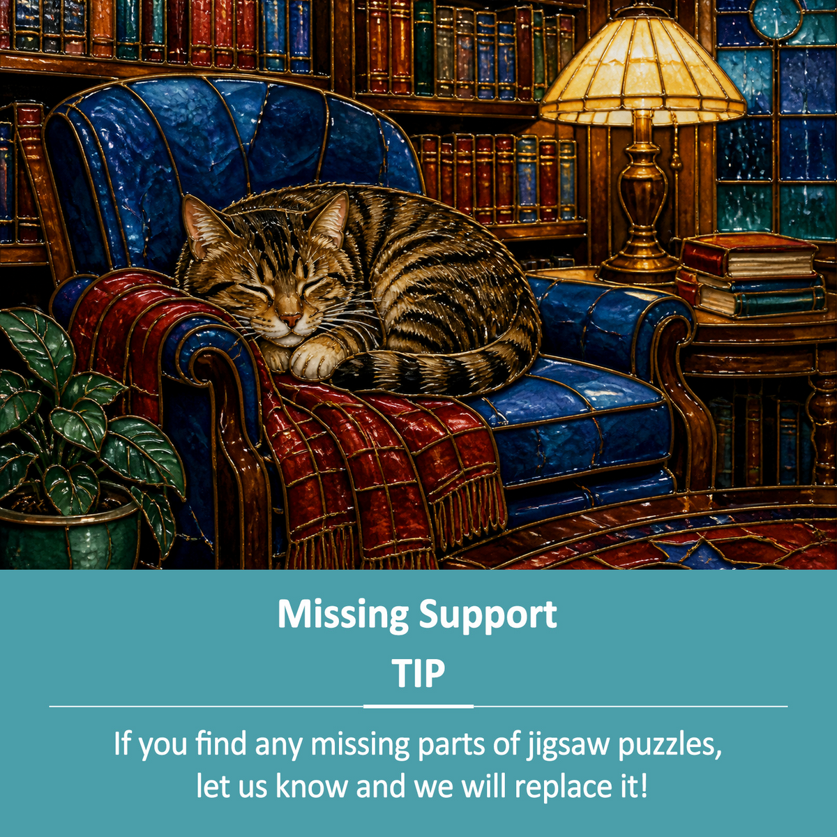 Story-Rich Library Cat Landscape Puzzle - puzzle product view