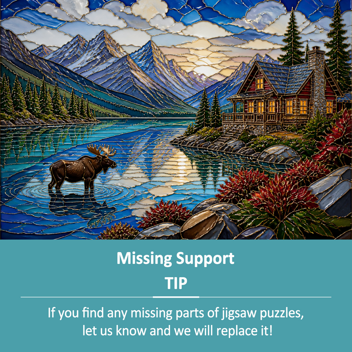 Vibrant Alpine Lake Landscape Puzzle - puzzle product view