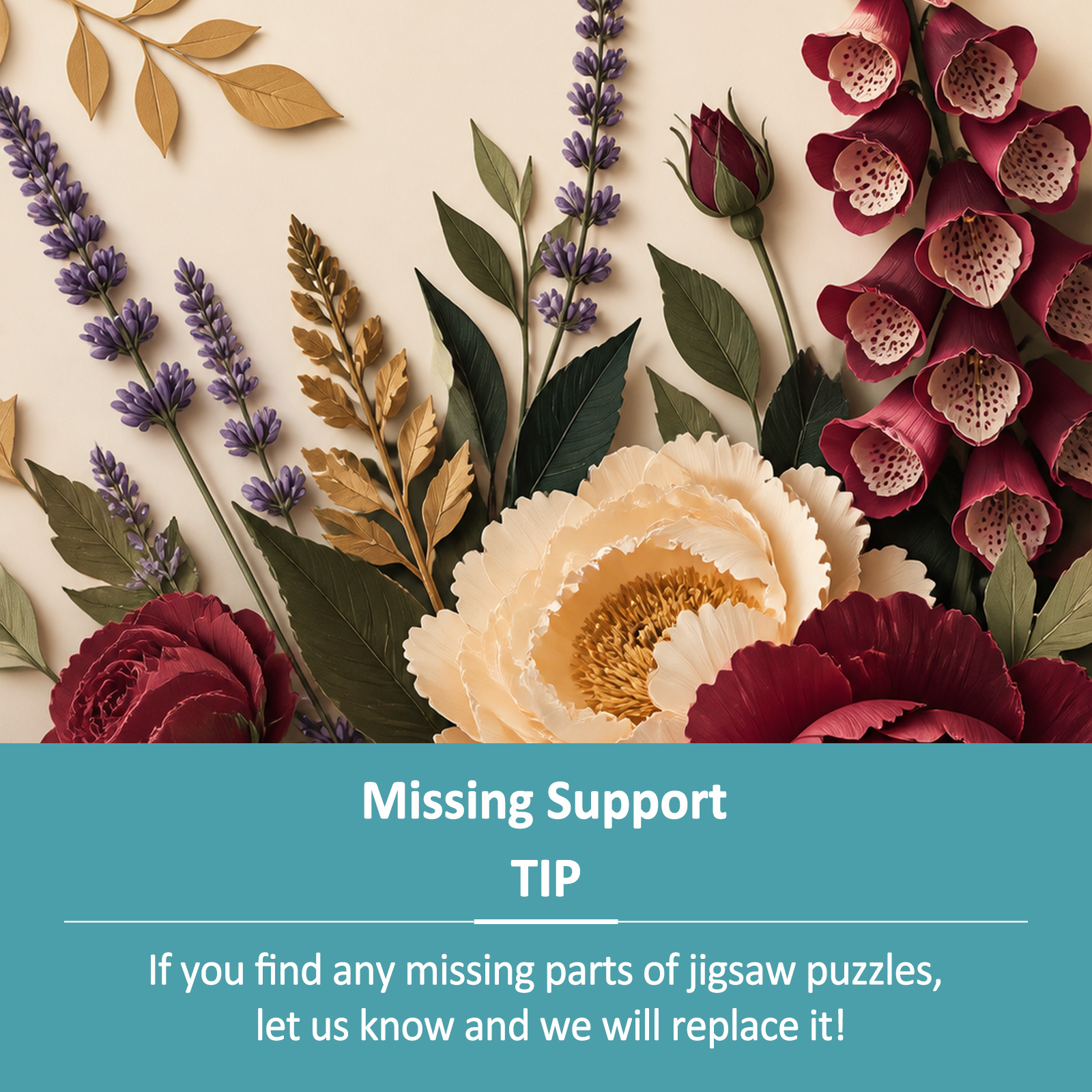 Luminous Botanical Repeat Paper Cut Collage Portrait Puzzle - puzzle product view