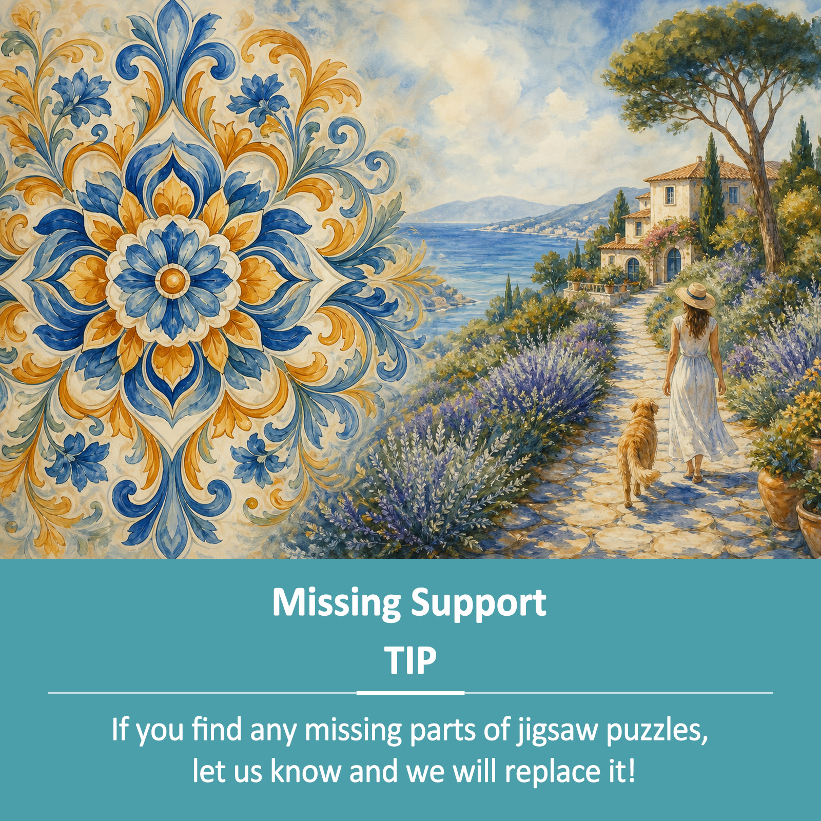 Rain Washed Ceramic Mural Mandala Ornamental Landscape Puzzle - puzzle product view