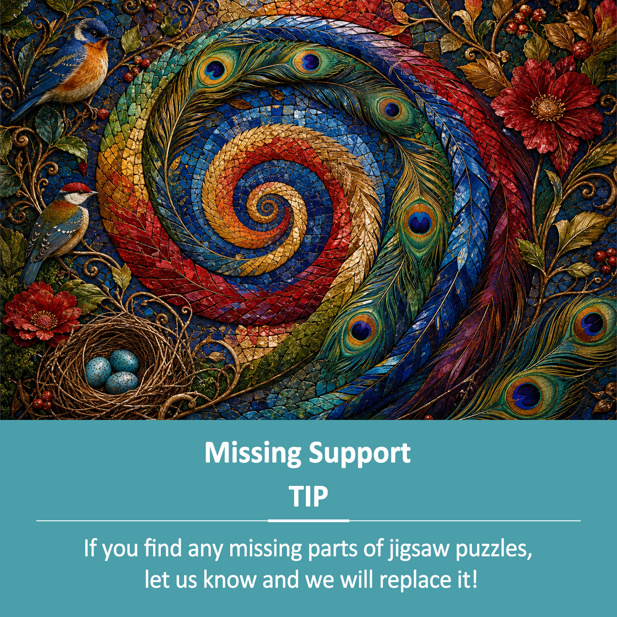 Amber Mosaic Feather Spiral Landscape Puzzle - puzzle product view
