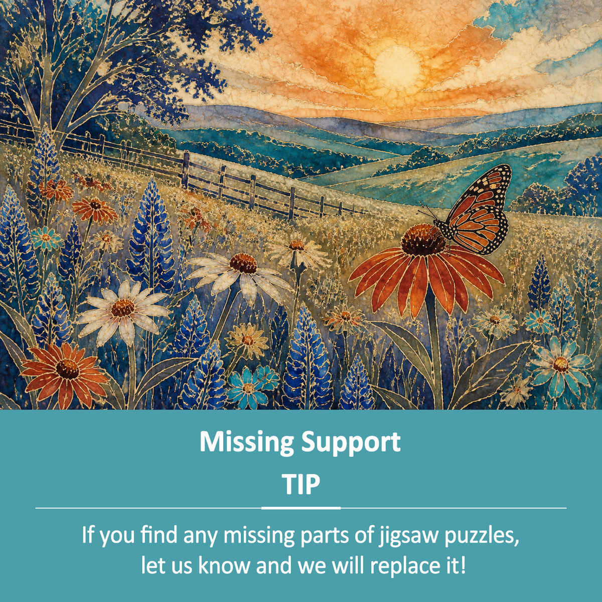 Golden-Hour Wildflower Meadow Landscape Puzzle - puzzle product view
