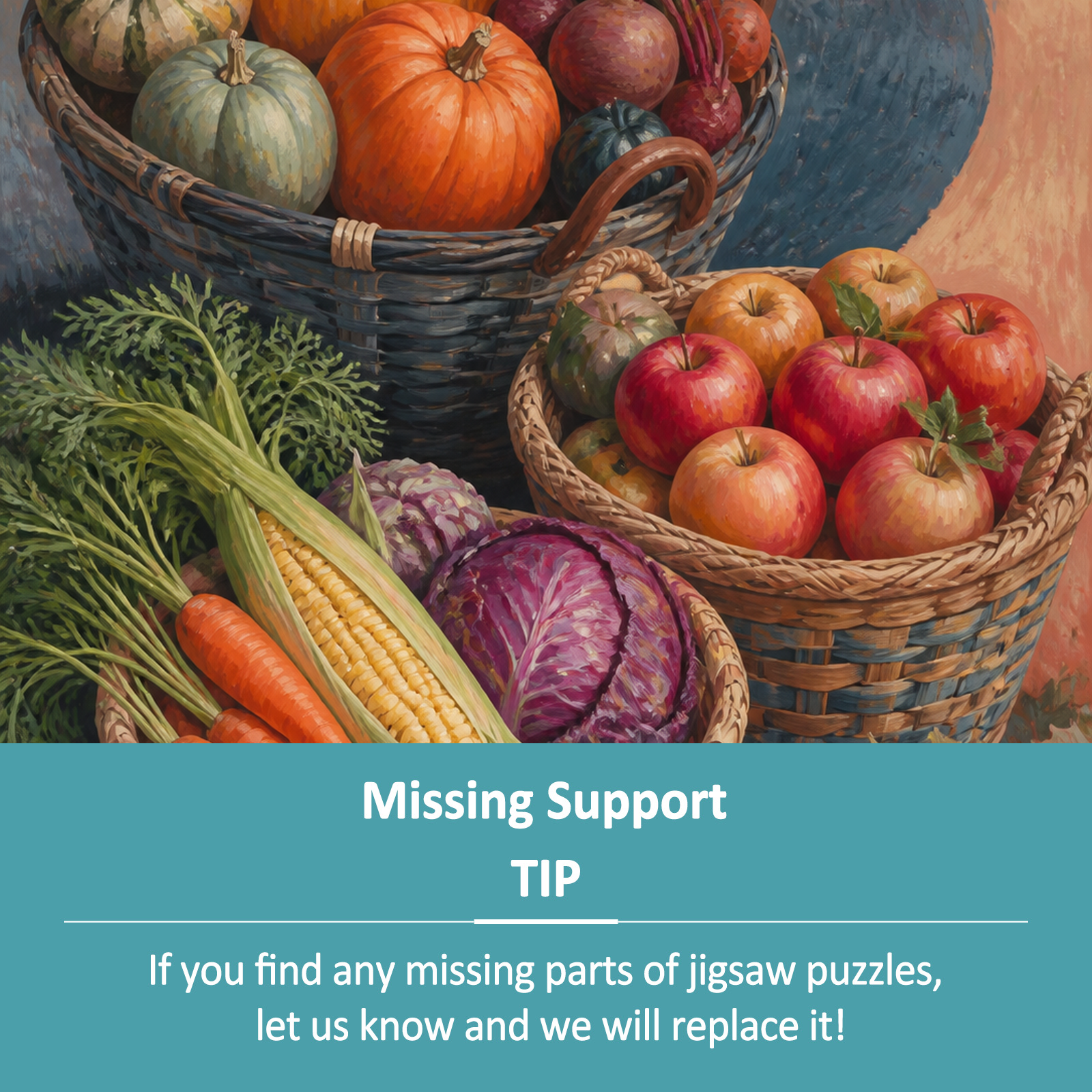 Luminous Farmers Market Baskets Folk Art Portrait Puzzle - puzzle product view