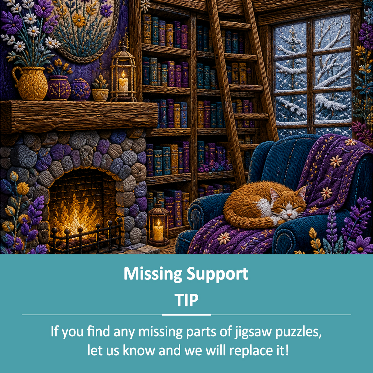 Wildflower Winter Cabin Library Portrait Puzzle - puzzle product view