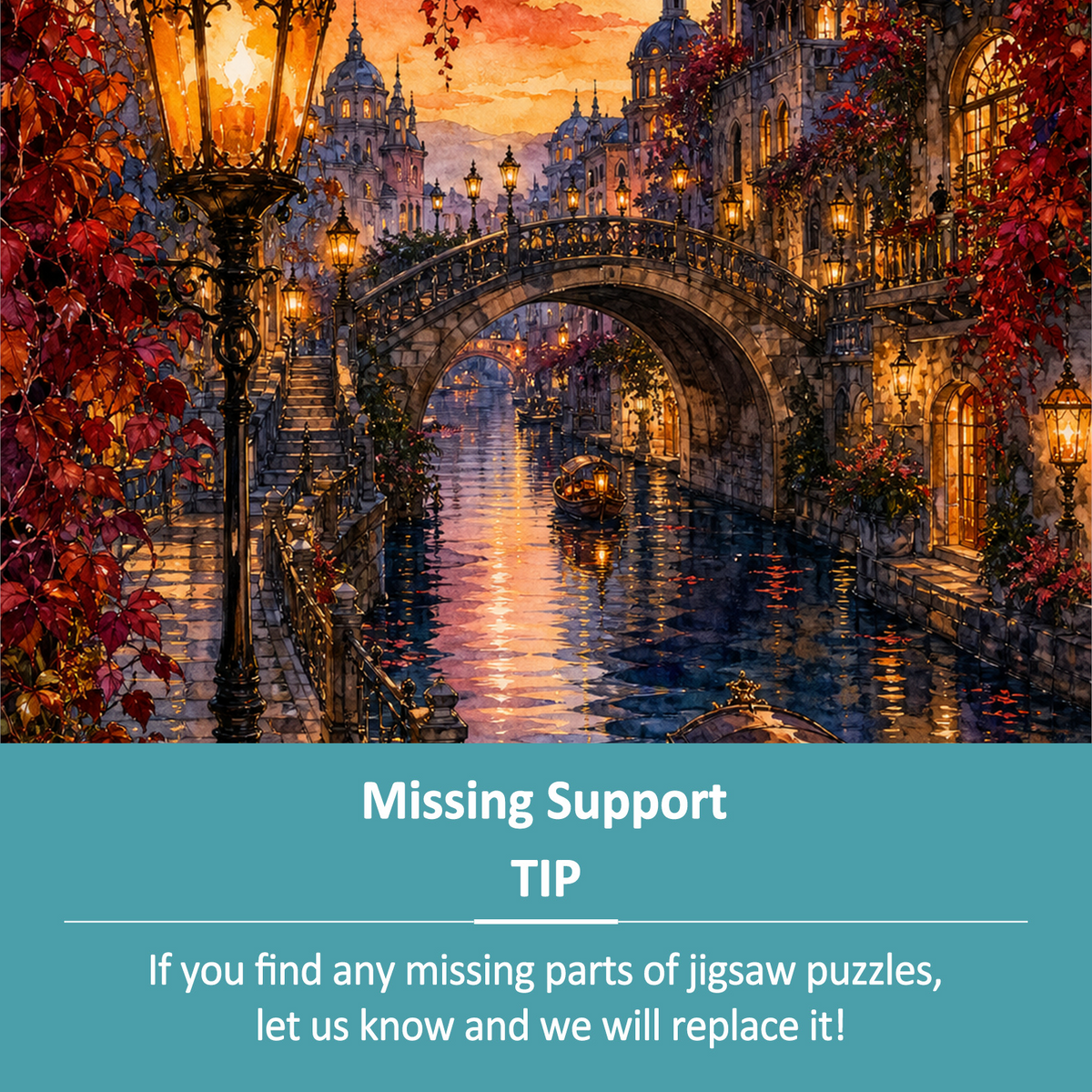 Amber Canal Lantern Quarter Portrait Puzzle - puzzle product view
