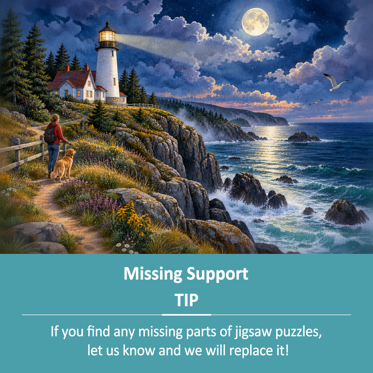 Moonlit Coastal Cliffs Landscape Puzzle - puzzle product view