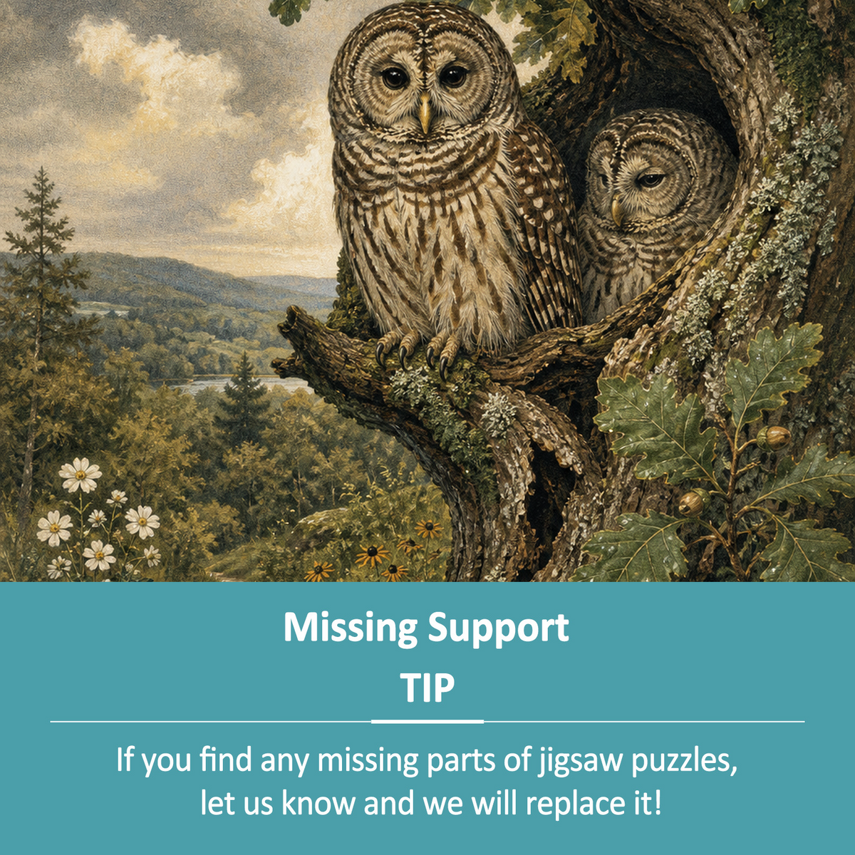 Rain-Washed Owls Portrait Puzzle - puzzle product view