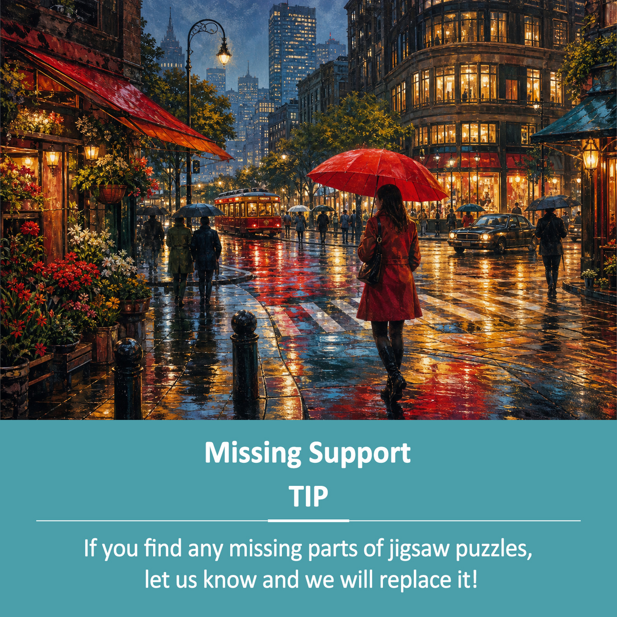 Rainwashed Rainy Metropolis Crossing Landscape Puzzle - puzzle product view