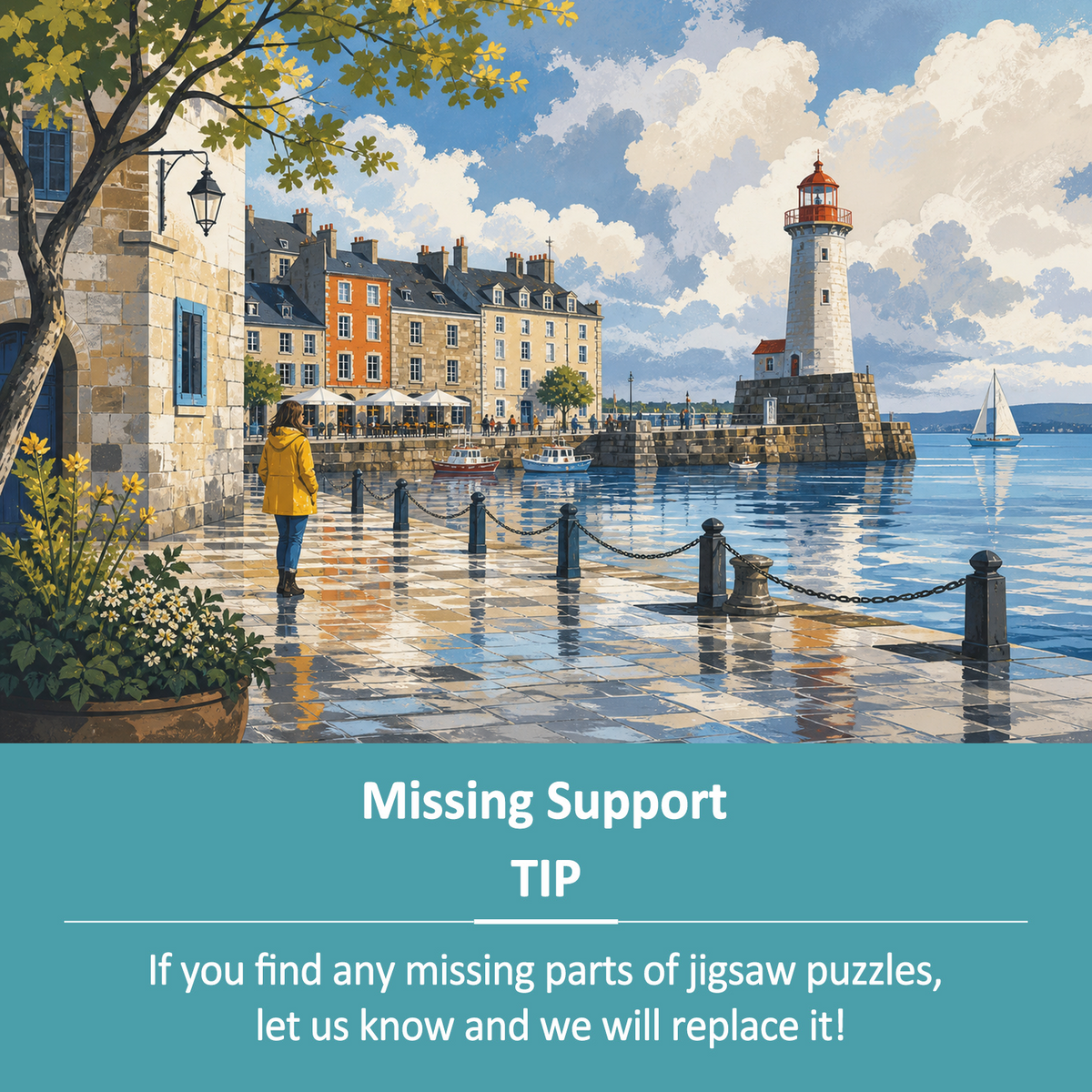 Rain-Washed Lighthouse Harbor Landscape Puzzle - puzzle product view