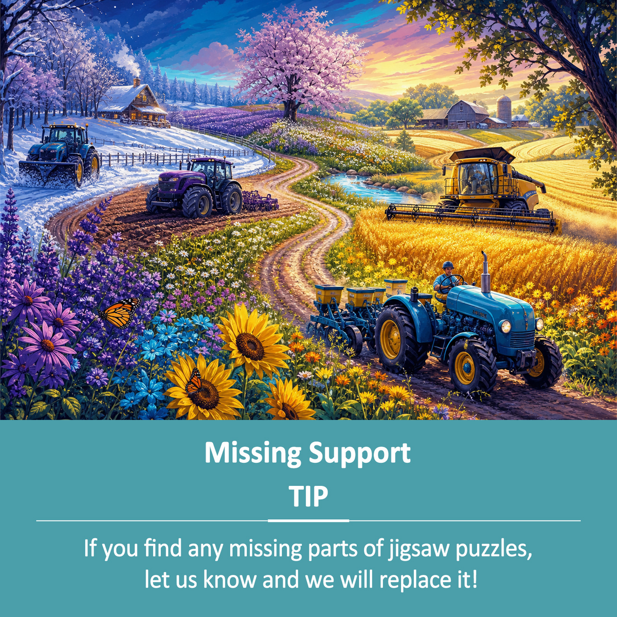 Wildflower Farm Machine Seasons Landscape Puzzle - puzzle product view