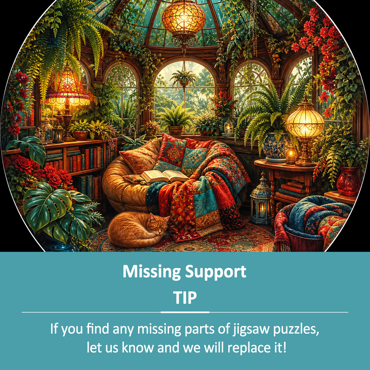 Dancing Reading Nook Conservatory Round Puzzle - puzzle product view