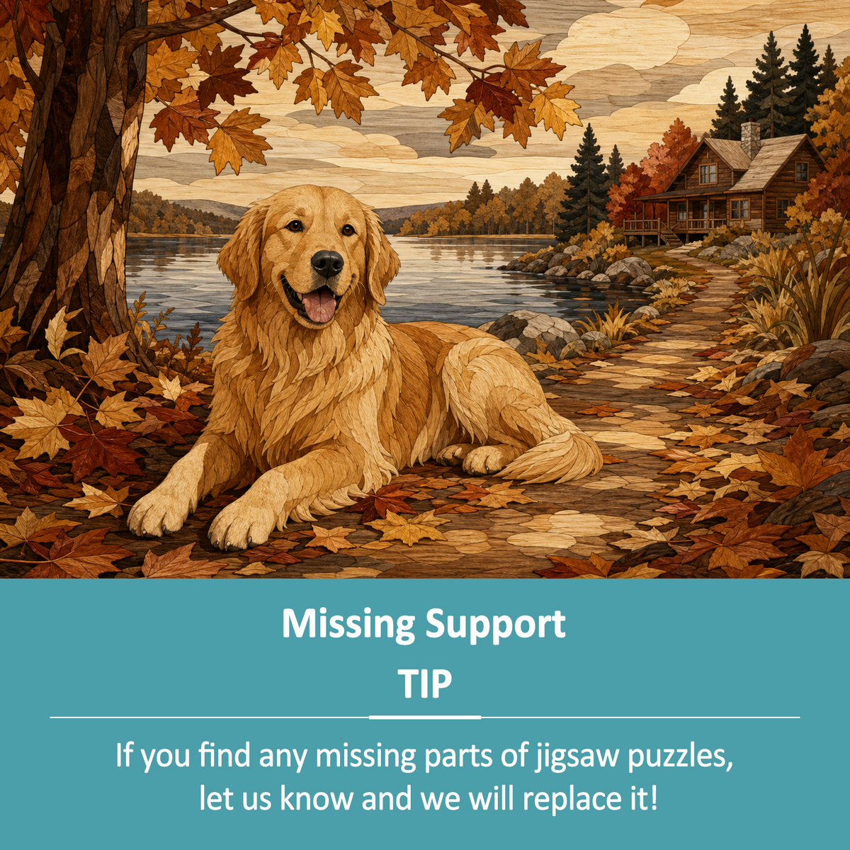 Sunlit Golden Retriever Landscape Puzzle - puzzle product view