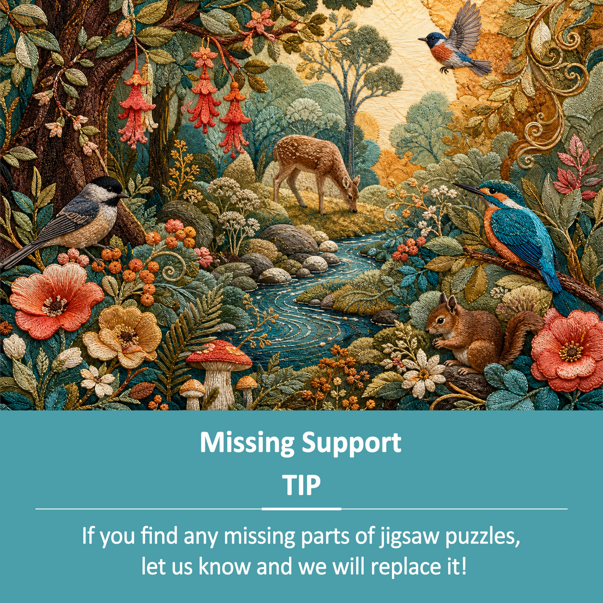 Hidden Embroidered Woodland Landscape Puzzle - puzzle product view