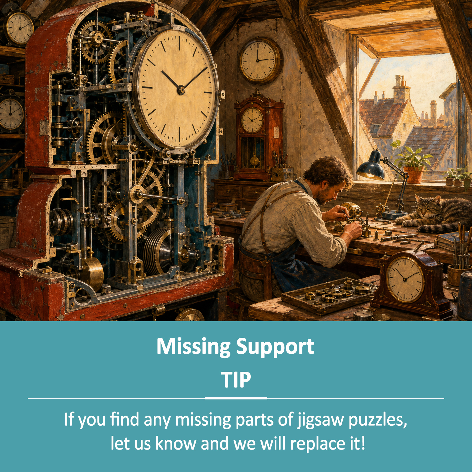 Luminous Clockmaker Attic Retro Mechanical Landscape Puzzle - puzzle product view
