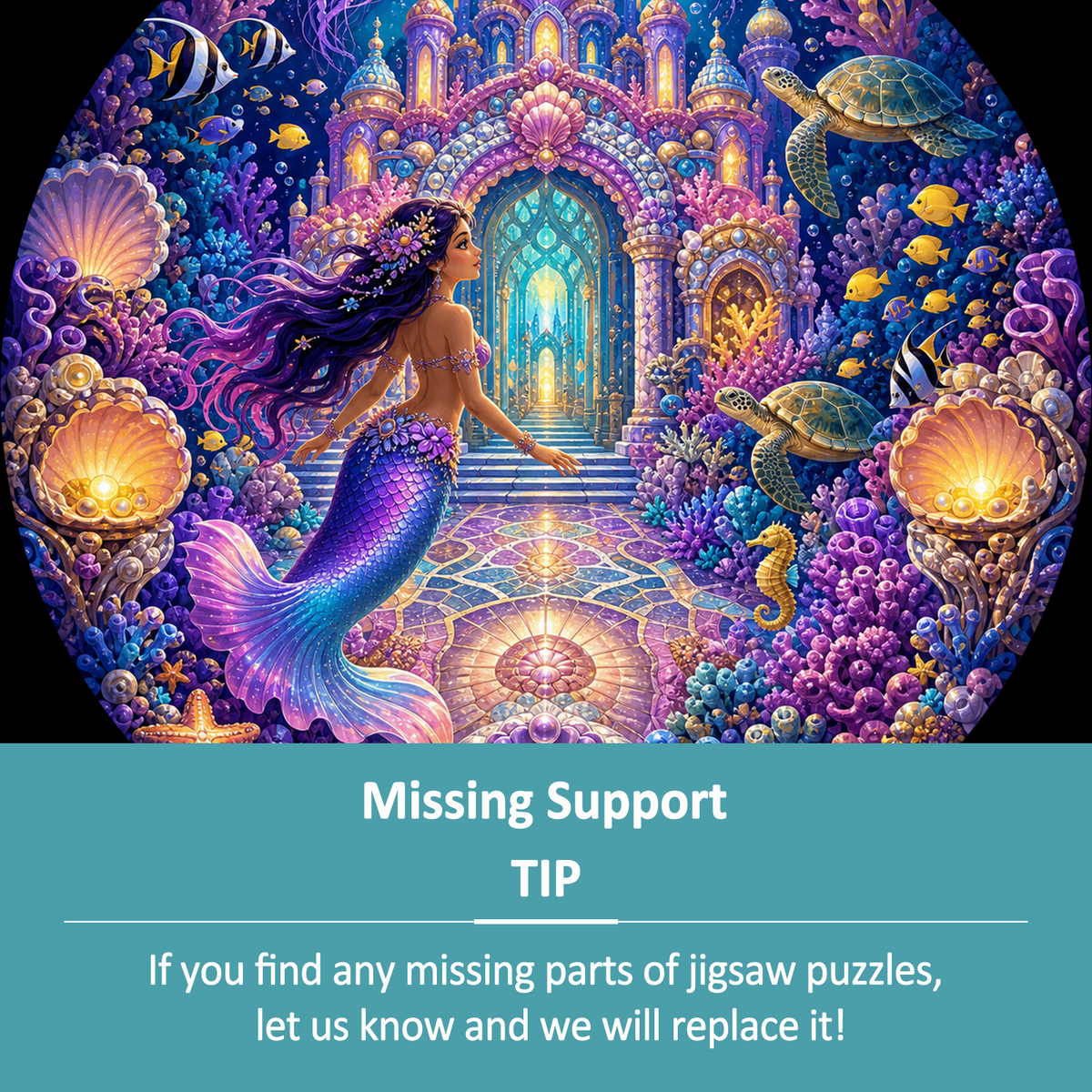 Wildflower Mermaid Coral Palace Round Puzzle - puzzle product view