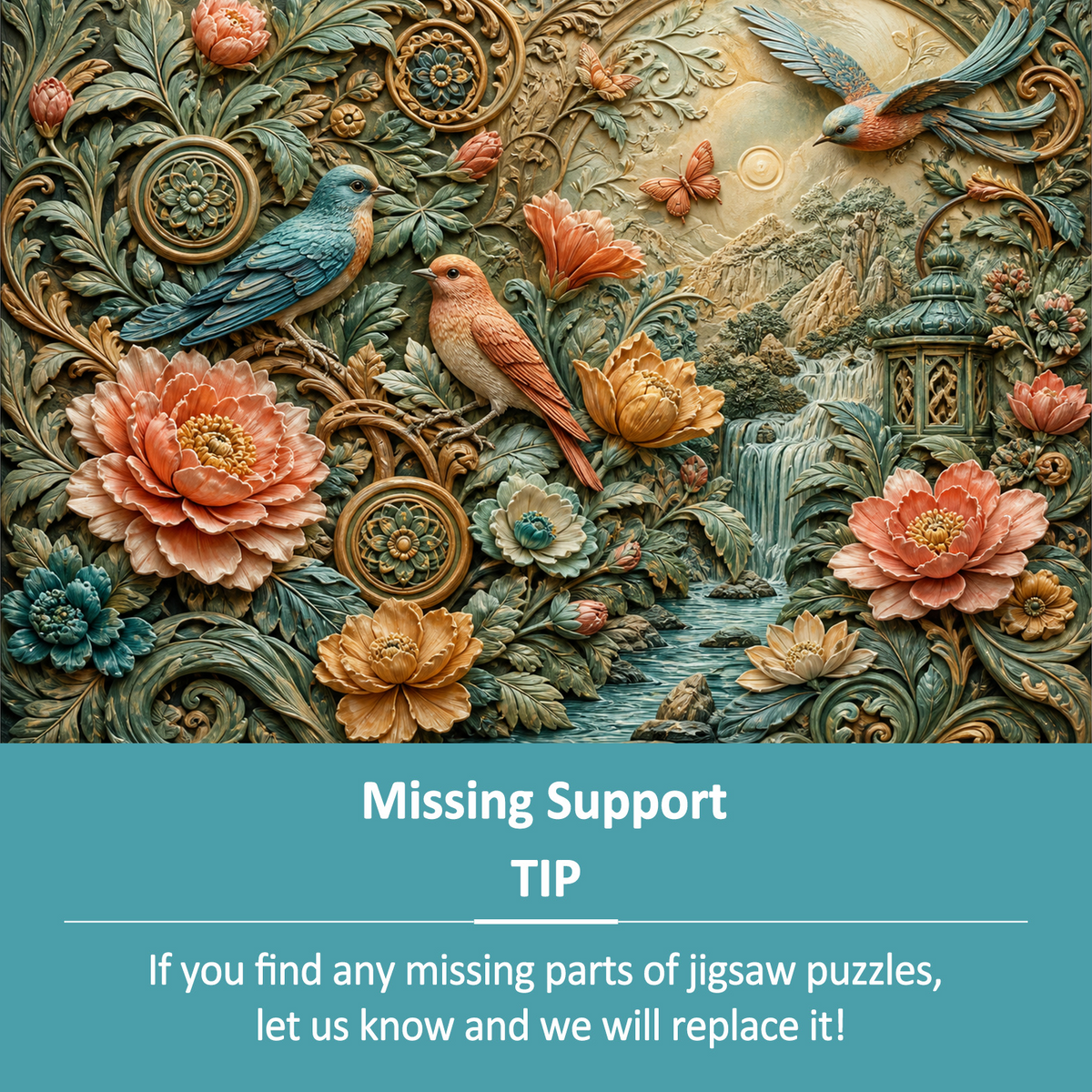 Enchanted Sculpted Floral Relief Landscape Puzzle - puzzle product view