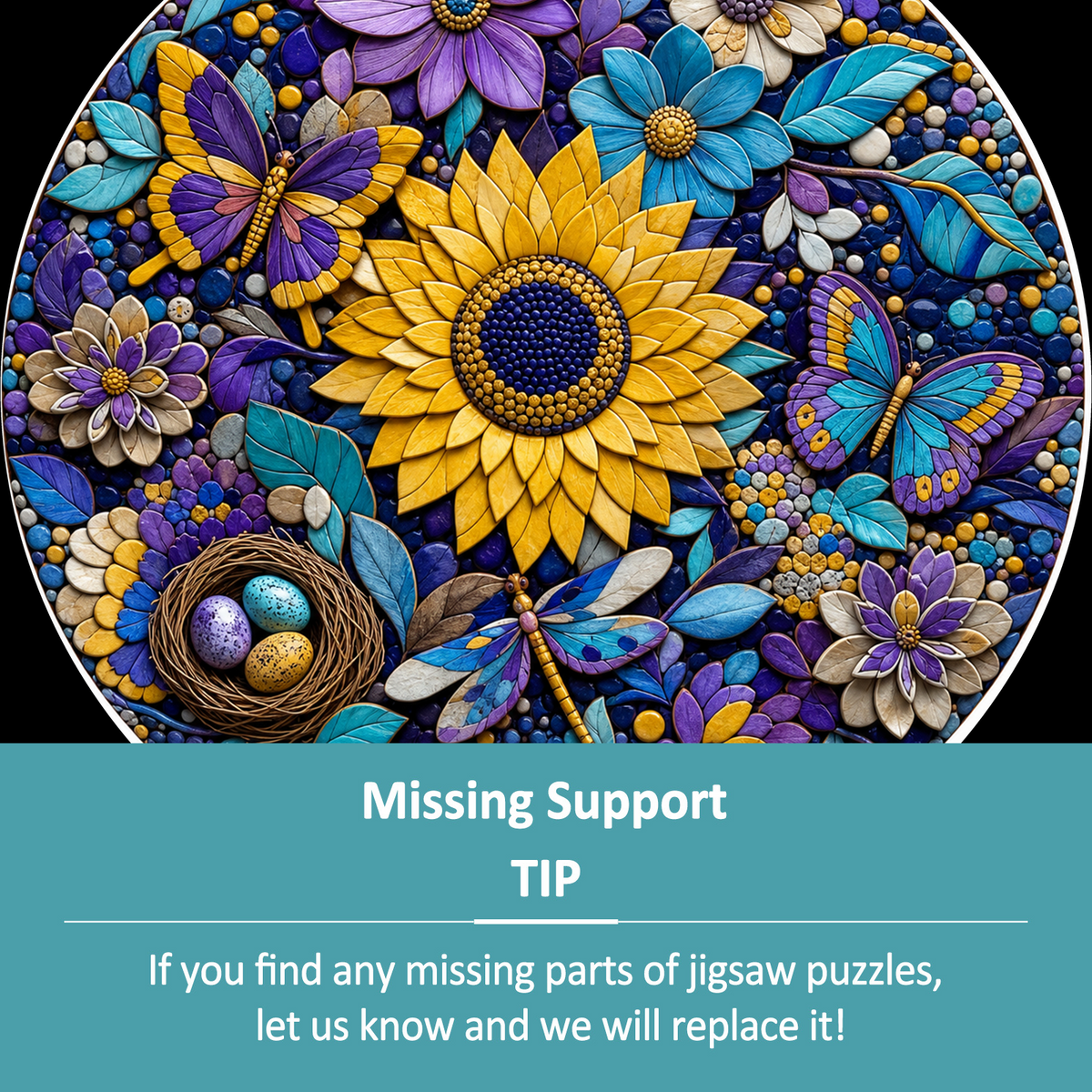Golden Paper Garden Symphony Round Puzzle - puzzle product view