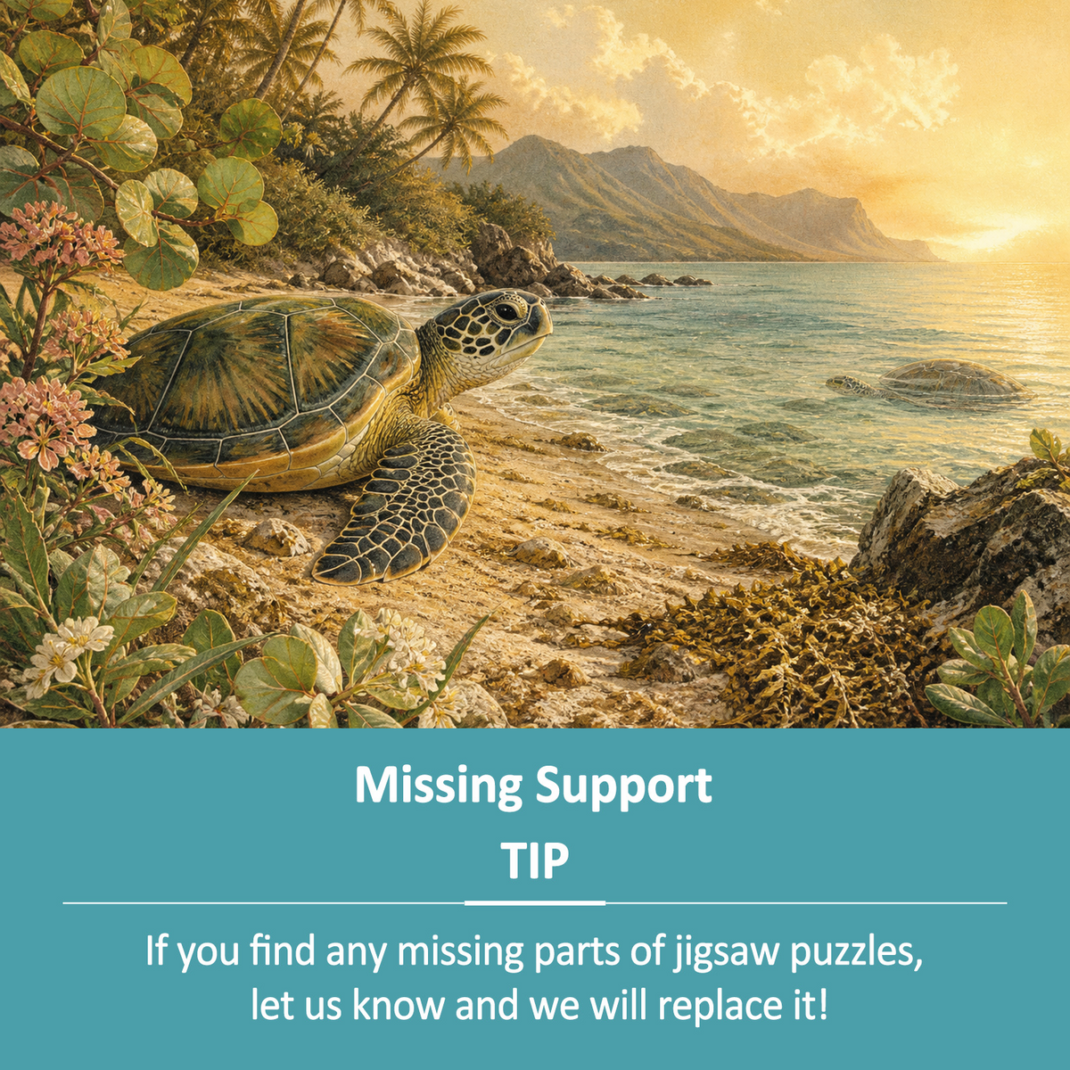 Golden-Hour Sea Turtles Landscape Puzzle - puzzle product view