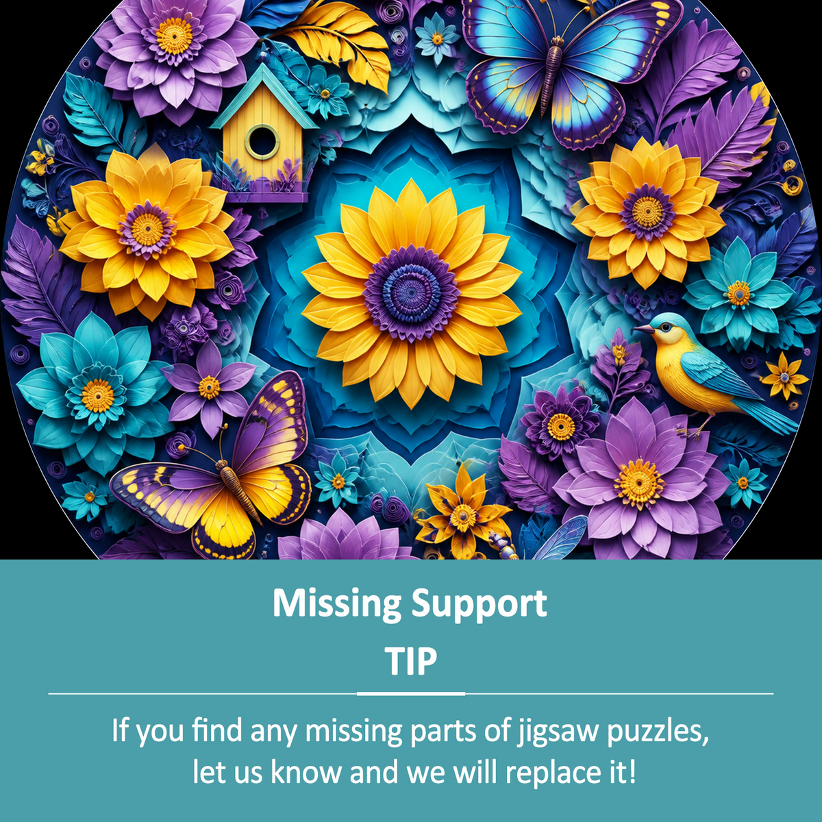 Radiant Paper Garden Symphony Round Puzzle - puzzle product view