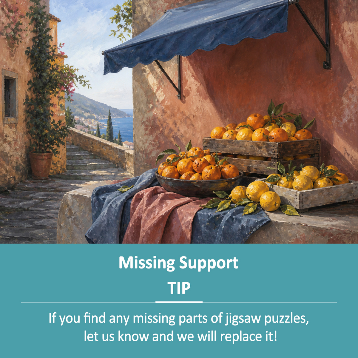 Moonlit Citrus Market Textile Quilt Landscape Puzzle - puzzle product view