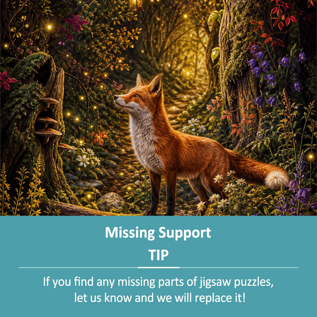 Amber Fox and Firefly Grove Portrait Puzzle - puzzle product view