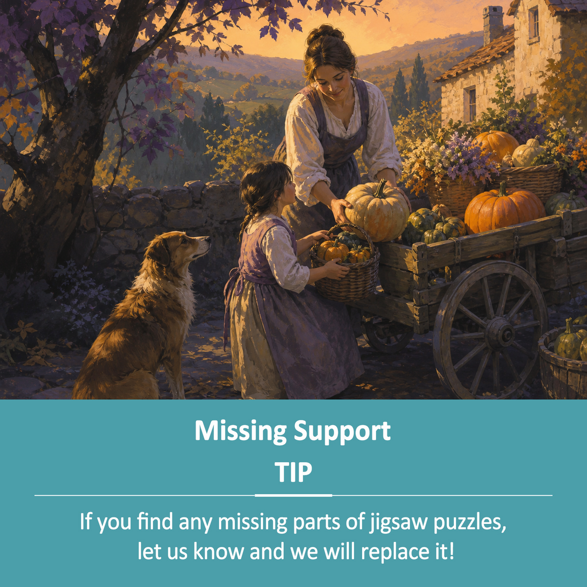 Vibrant Harvest Festival Gouache Landscape Puzzle - puzzle product view
