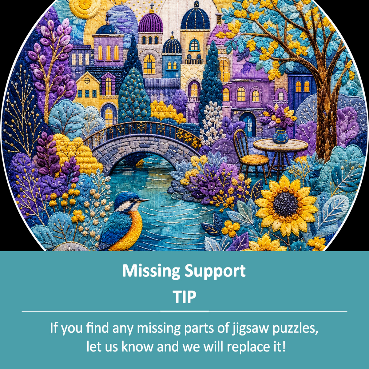 Whispering Watercolor City Garden Round Puzzle - puzzle product view