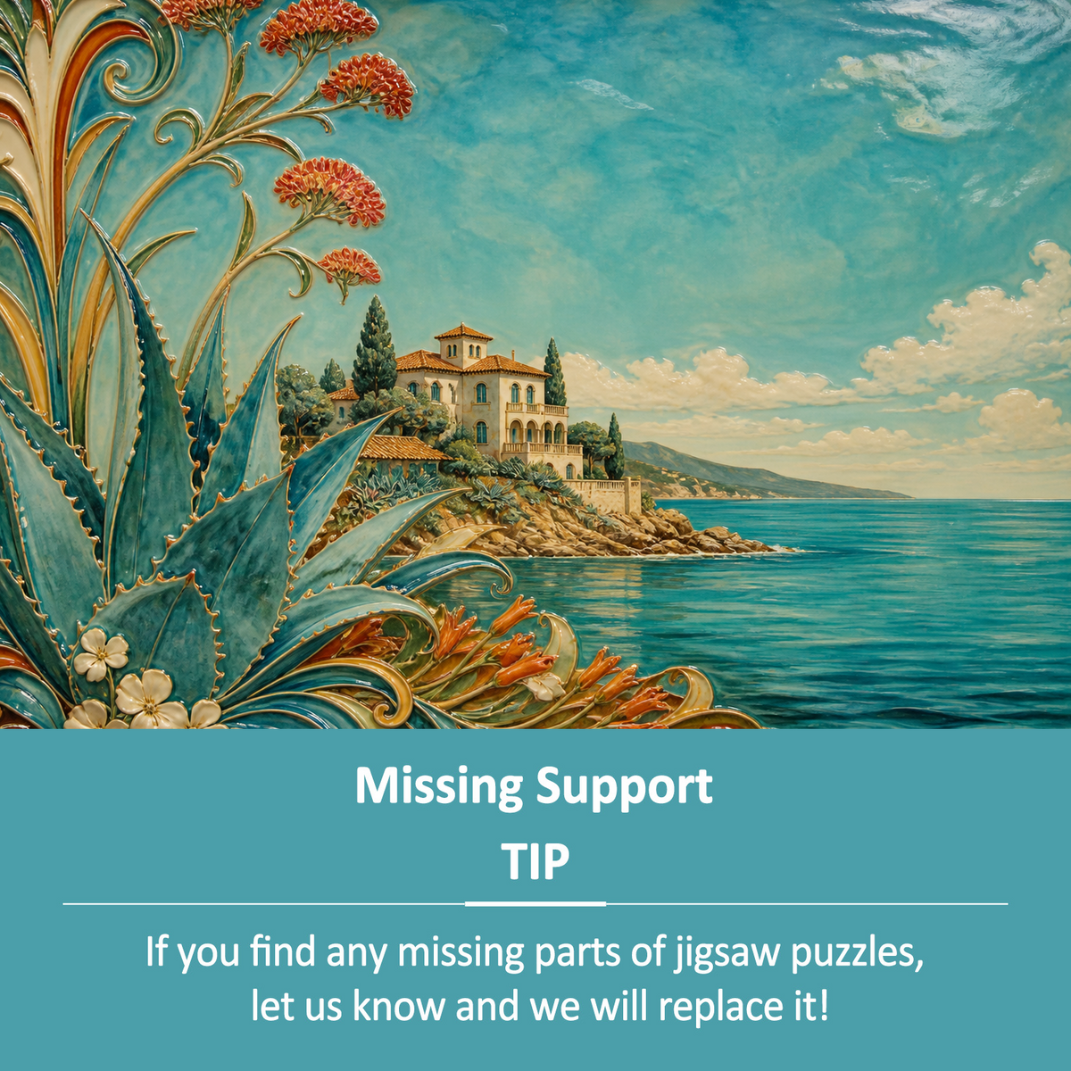 Vibrant Ceramic Mural Art Nouveau Decorative Landscape Puzzle - puzzle product view