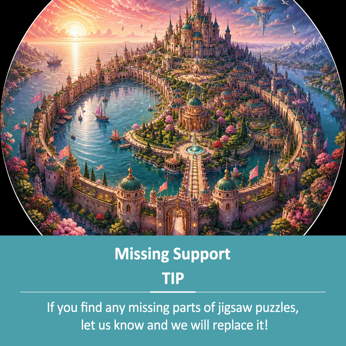 Velvet Crescent Castle City Round Puzzle - puzzle product view