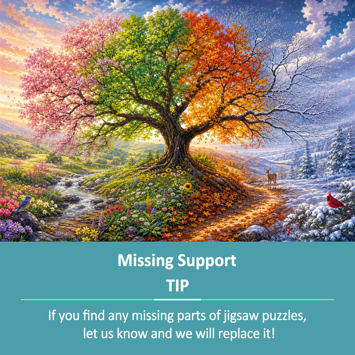 Wildflower Four Seasons Tree Landscape Puzzle - puzzle product view