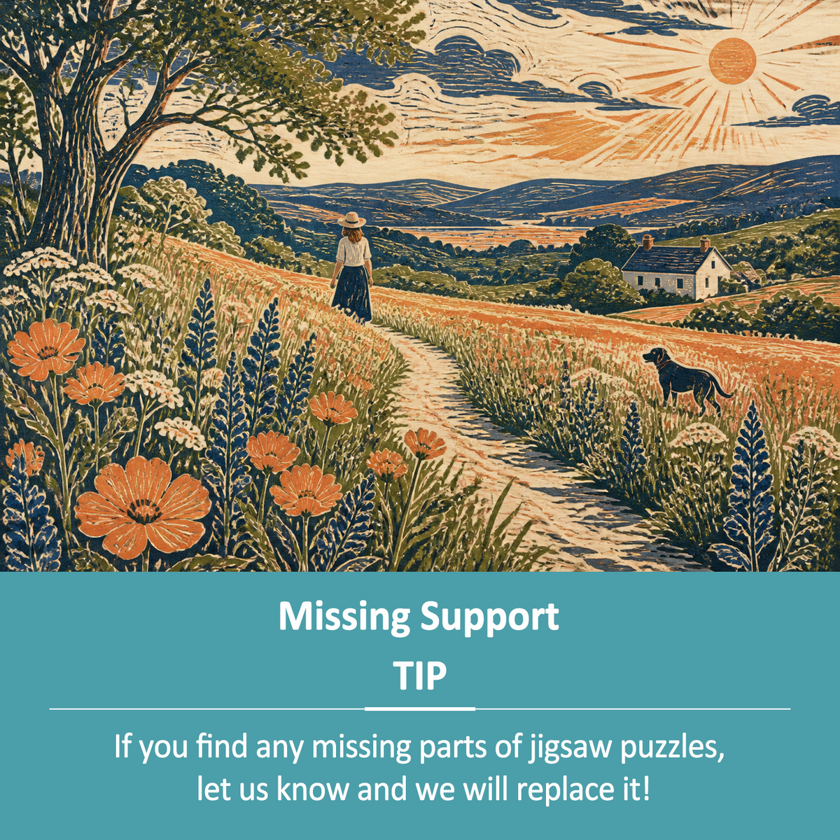 Sunlit Wildflower Meadow Landscape Puzzle - puzzle product view
