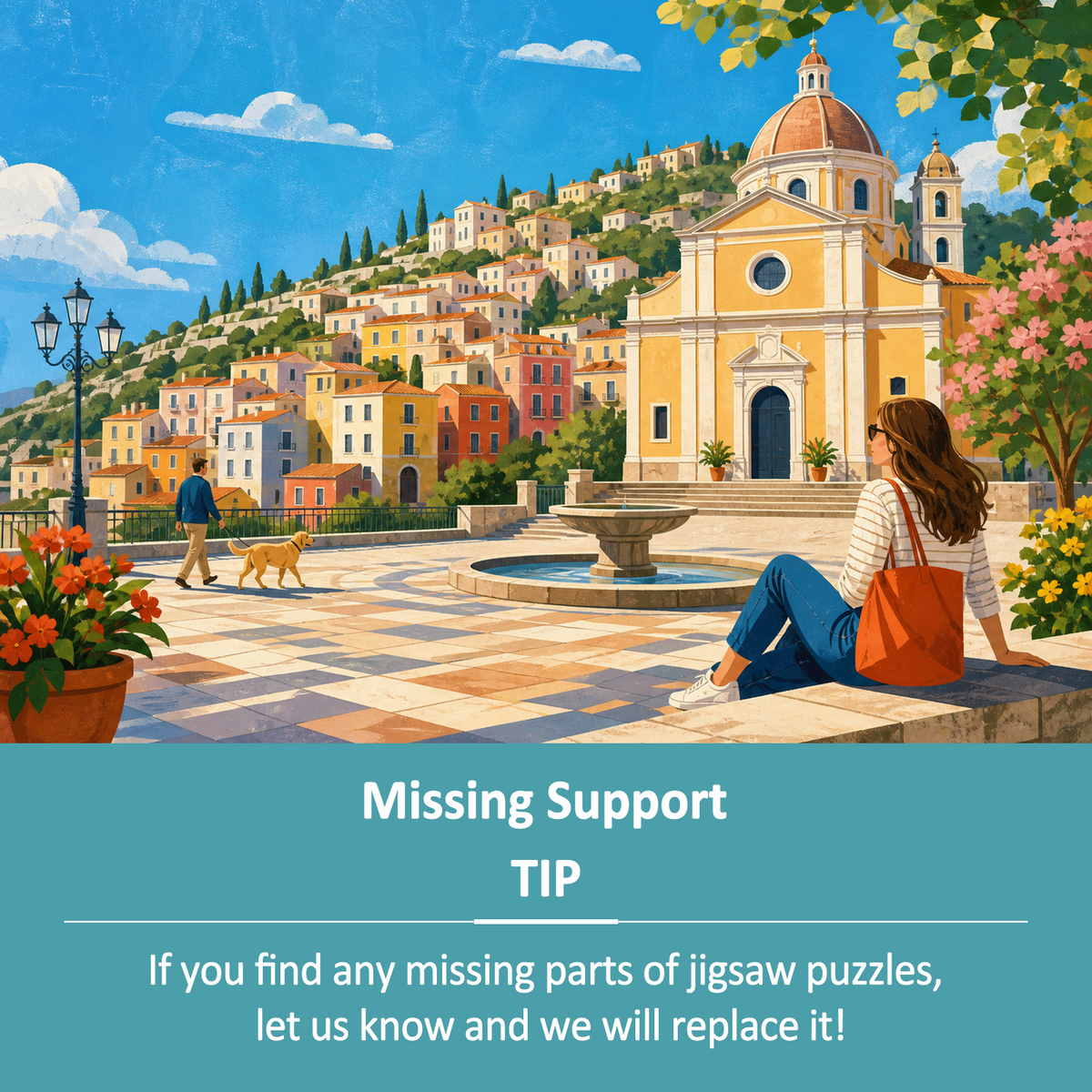 Luminous Hill Town Landscape Puzzle - puzzle product view