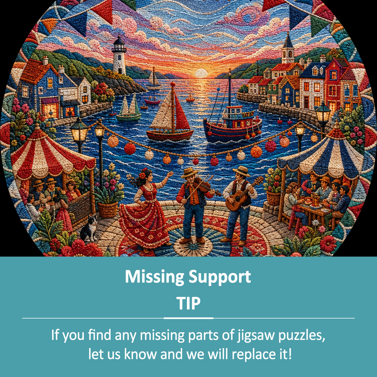 Twilight Coastal Summer Festival Round Puzzle - puzzle product view