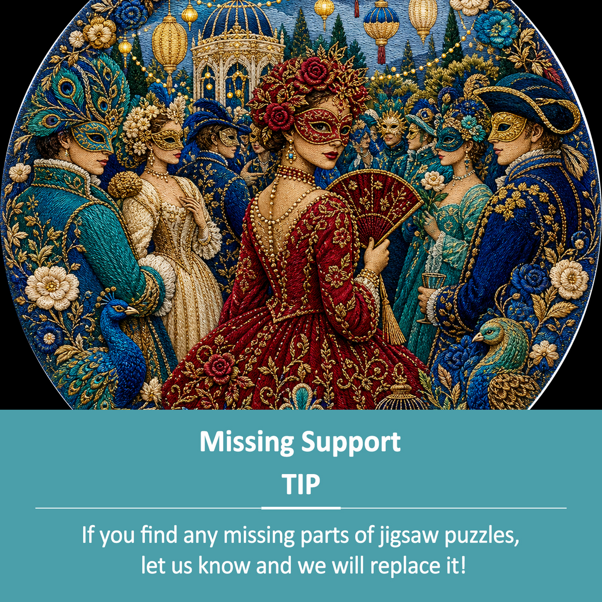 Crimson Masked Garden Ball Round Puzzle - puzzle product view