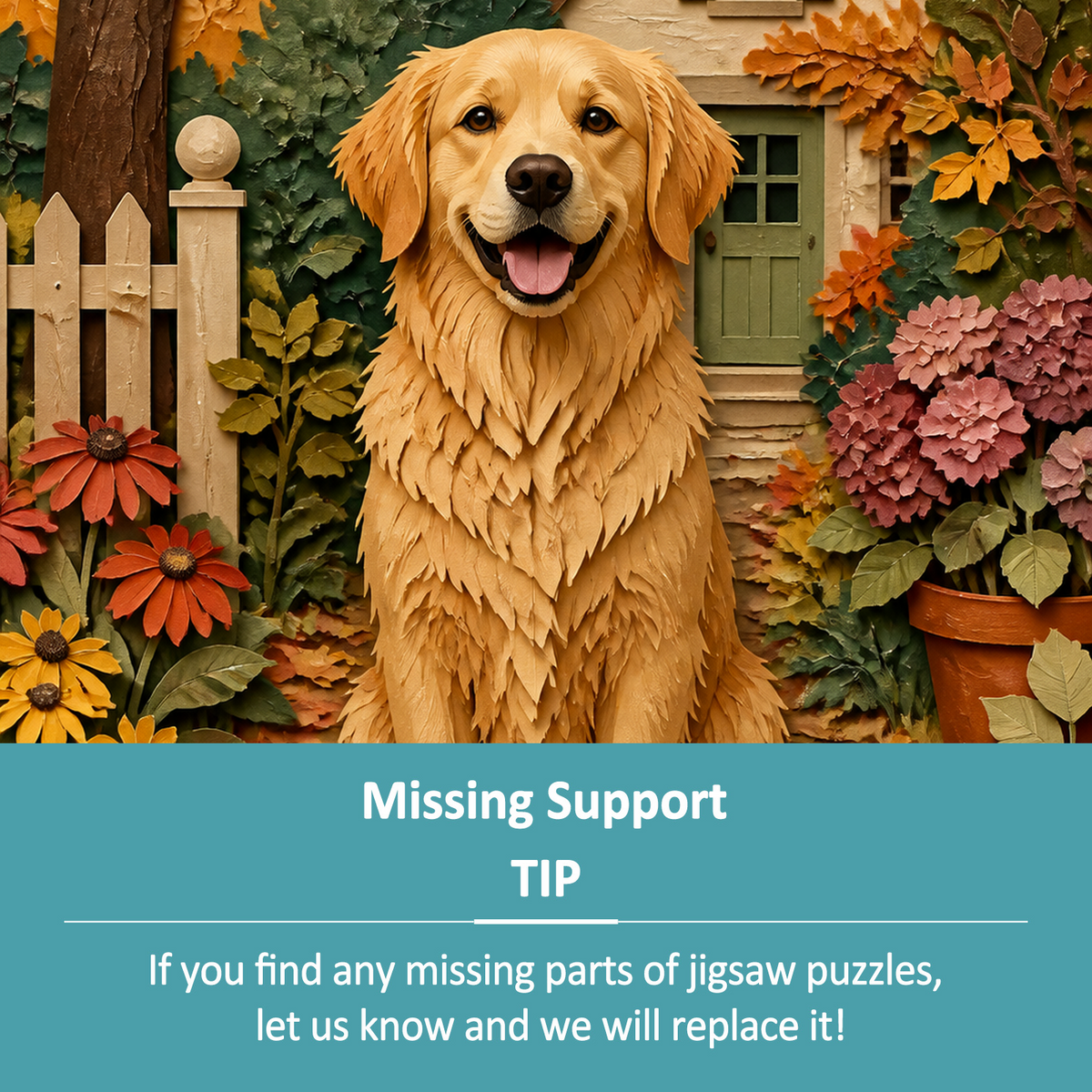Story-Rich Golden Retriever Portrait Puzzle - puzzle product view